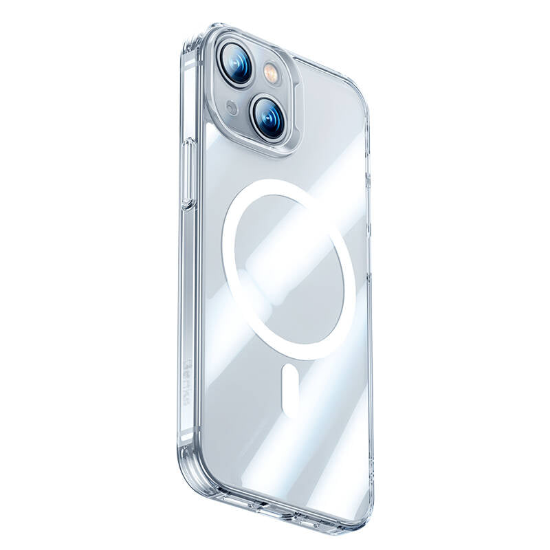 iPhone 14 Kılıf M-safe Şarj Özellikli Benks Magnetic Shiny Glass Serisi Kılıf