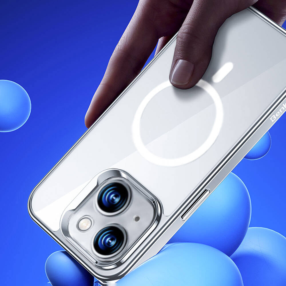 iPhone 14 Kılıf M-safe Şarj Özellikli Cam Yüzey Benks Electroplated Kılıf