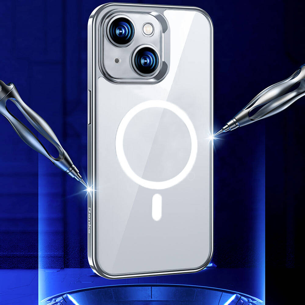 iPhone 14 Kılıf M-safe Şarj Özellikli Cam Yüzey Benks Electroplated Kılıf