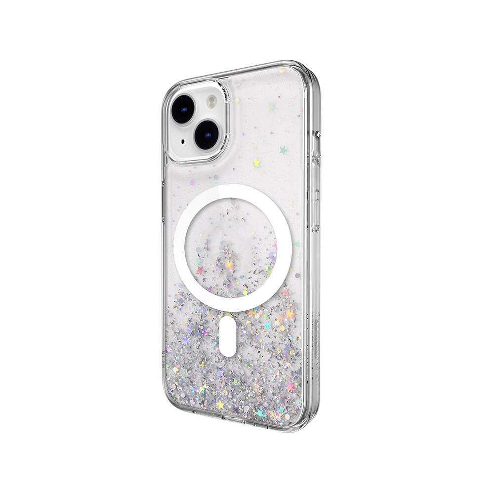 iPhone 14 Kılıf M-safe Şarj Özellikli Parlayan Simli Şeffaf Lisanslı Switcheasy Starfield-M Kılıf
