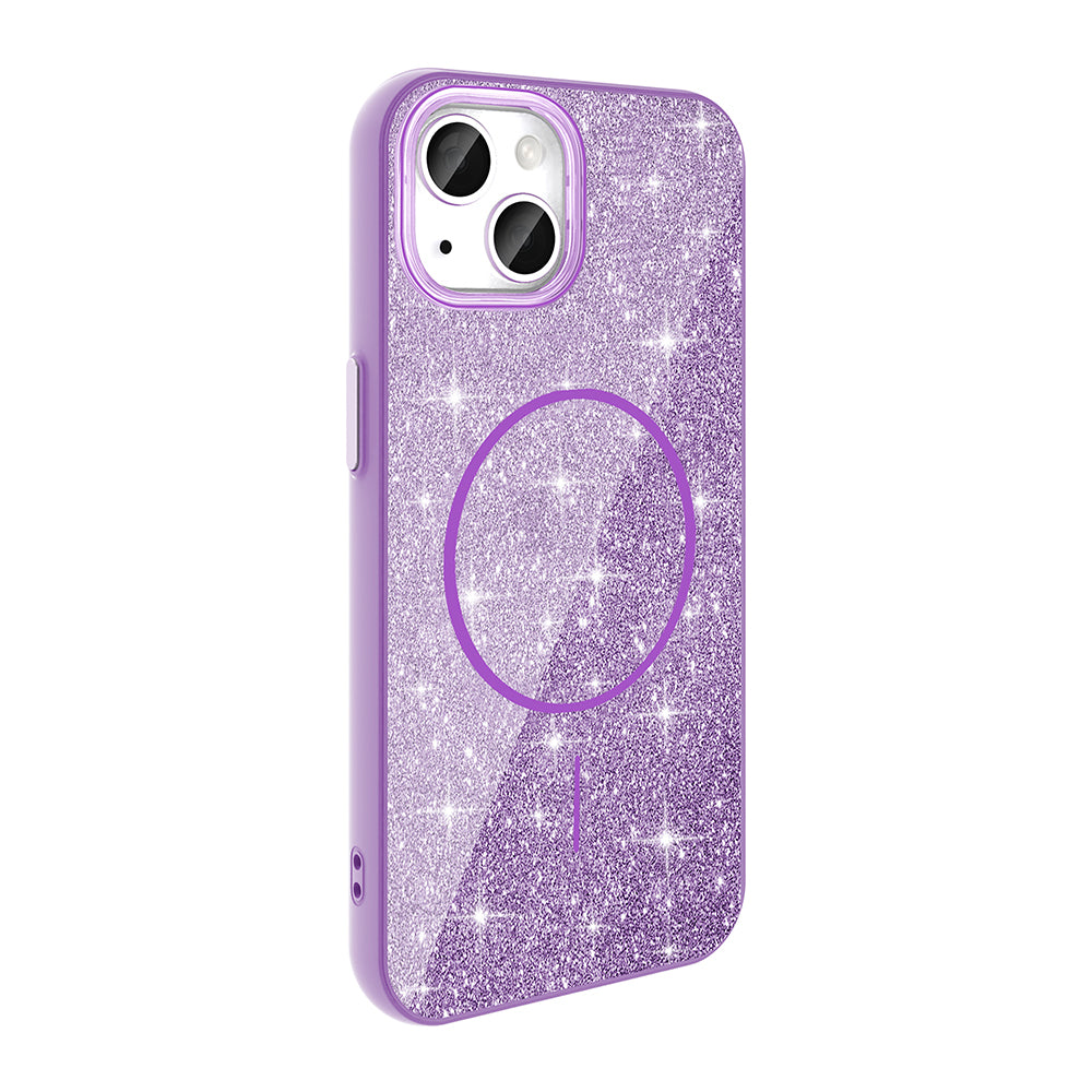 iPhone 14 Kılıf M-safe Şarj Özellikli Parlayan Simli Zore Okso Kılıf