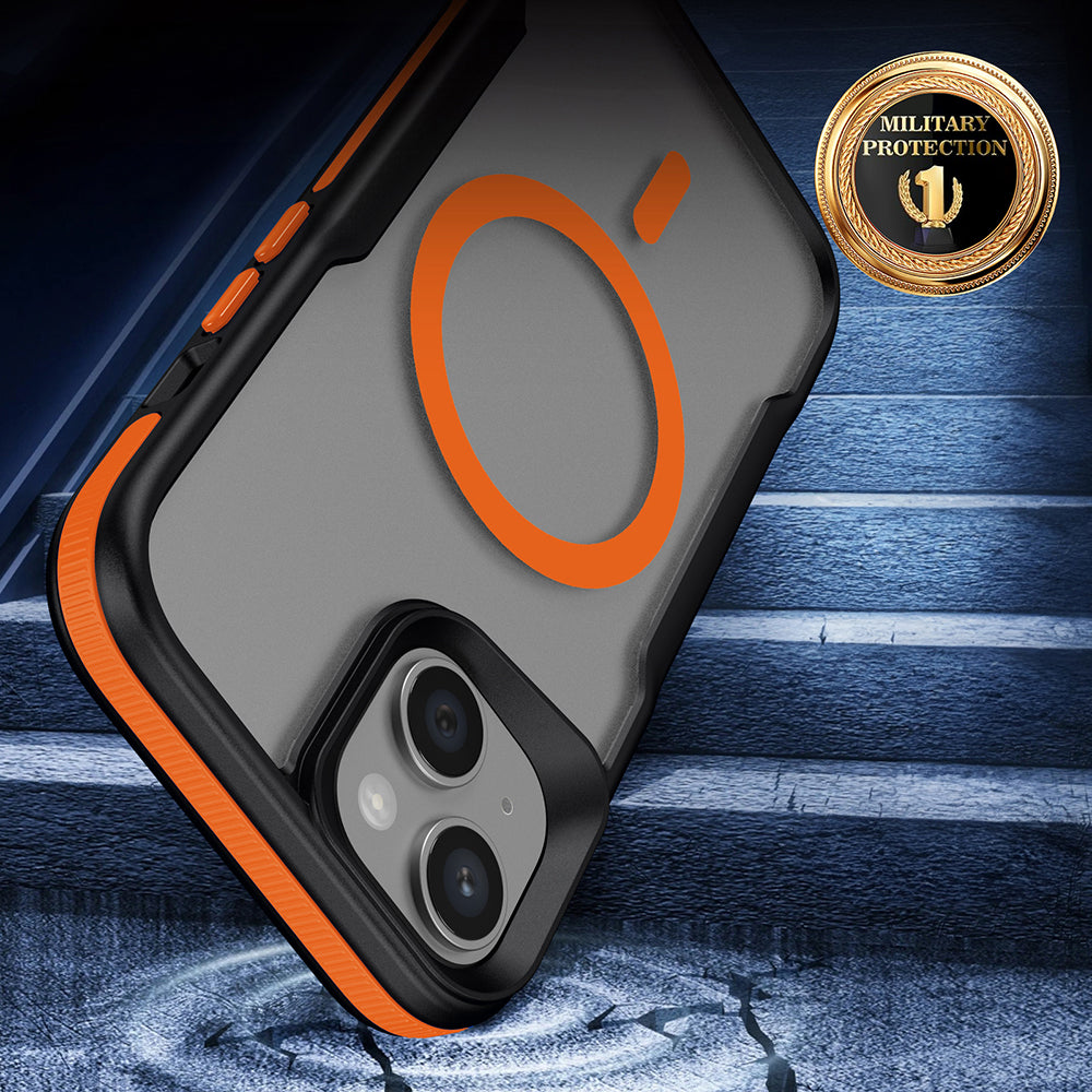 iPhone 14 Kılıf M-safe Şarj Özellikli Renkli Kenar Airbag Şeritli Zore Lamer Kılıf