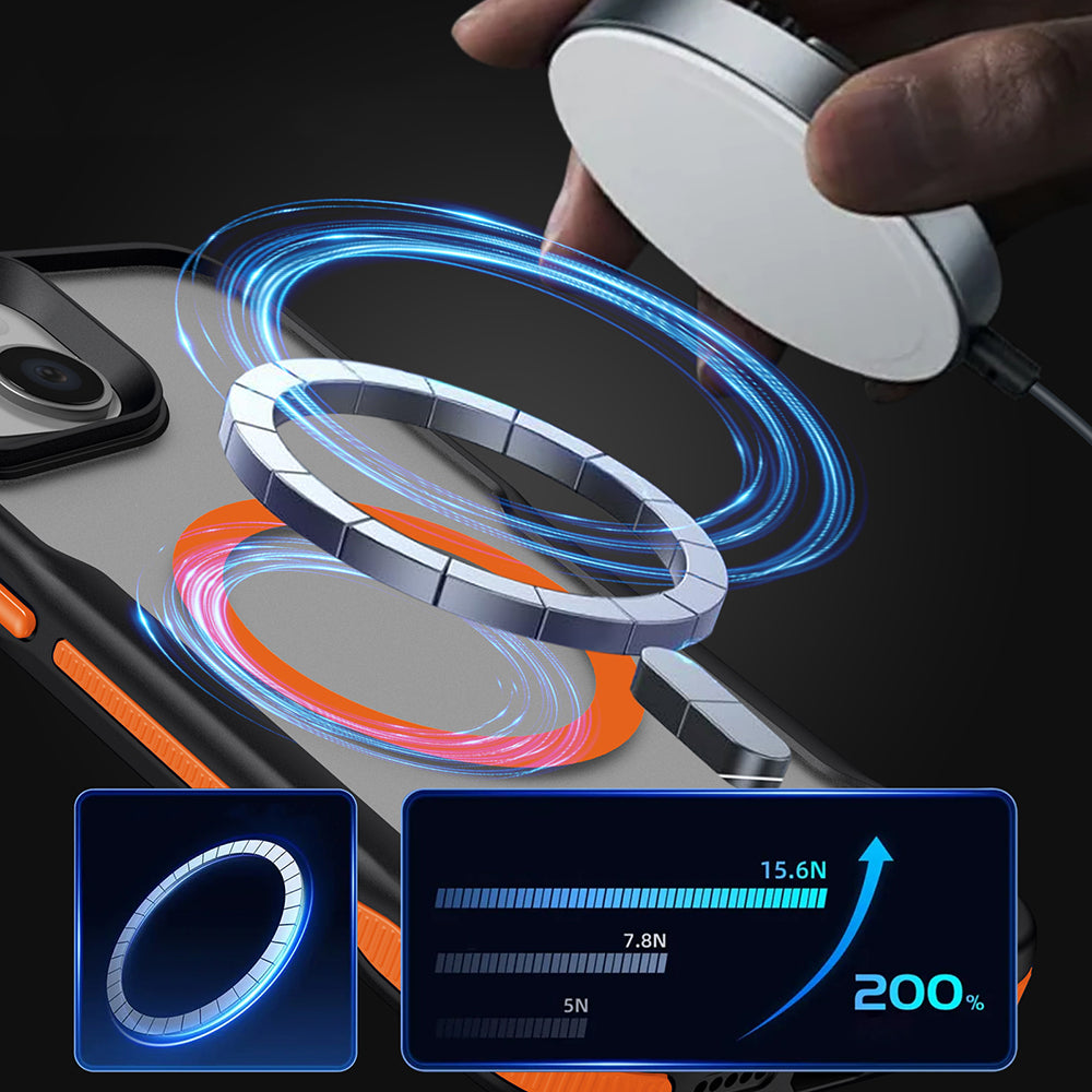 iPhone 14 Kılıf M-safe Şarj Özellikli Renkli Kenar Airbag Şeritli Zore Lamer Kılıf