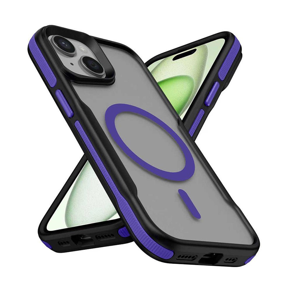 iPhone 14 Kılıf M-safe Şarj Özellikli Renkli Kenar Airbag Şeritli Zore Lamer Kılıf