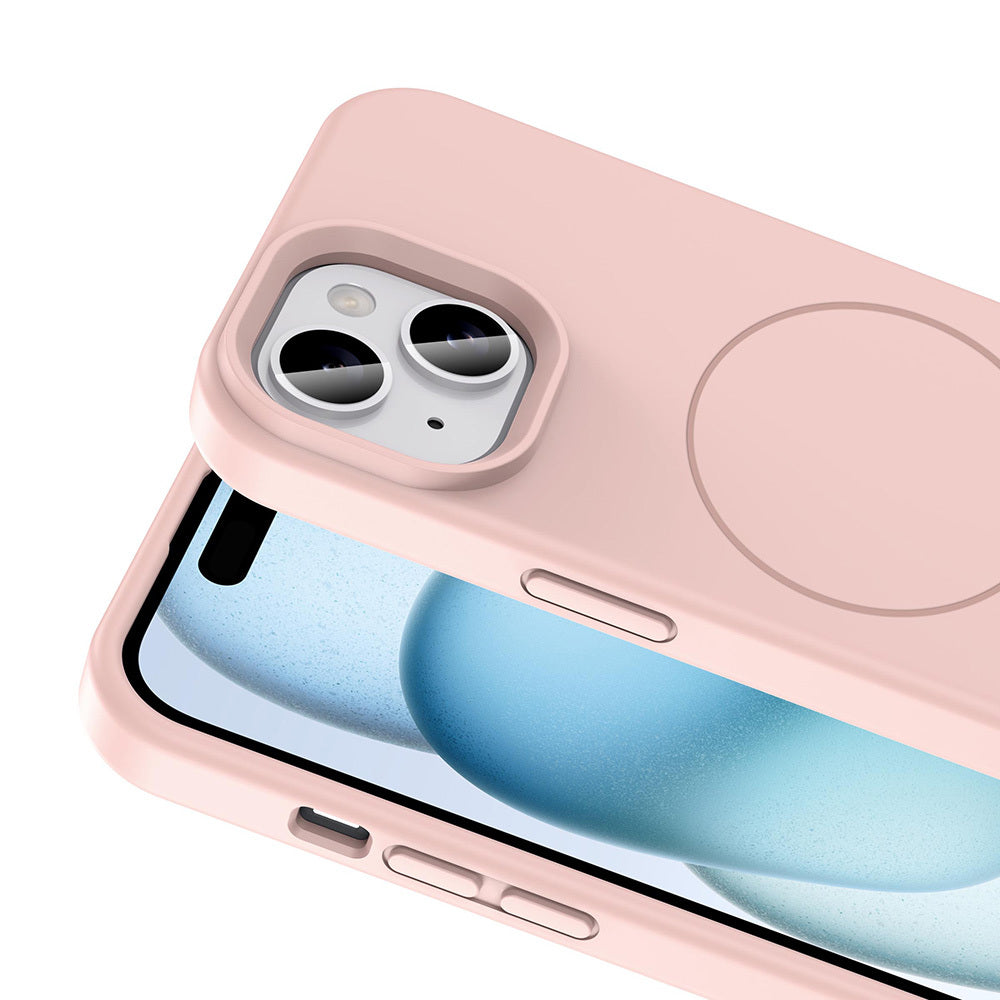 iPhone 14 Kılıf M-safe Şarj Özellikli Sıvı Teknolojili Silinebilir Sert Zore Kivi Kılıf