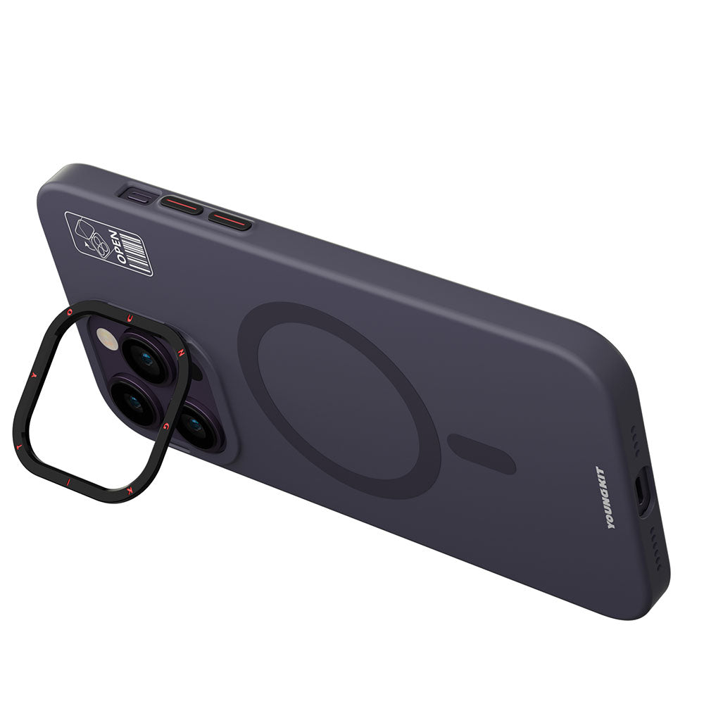 iPhone 14 Kılıf M-safe Şarj Özellikli Standlı YoungKit Hermit Bracket Serisi Kılıf