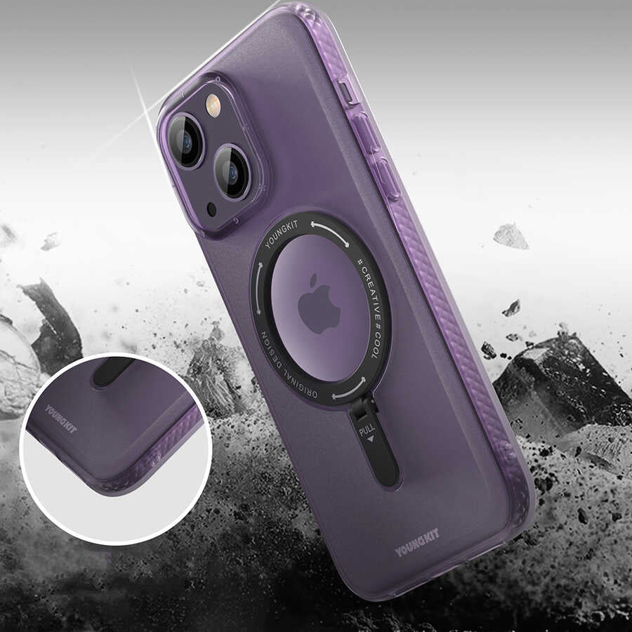 iPhone 14 Kılıf M-safe Şarj Özellikli Youngkit Rock Serisi Kılıf