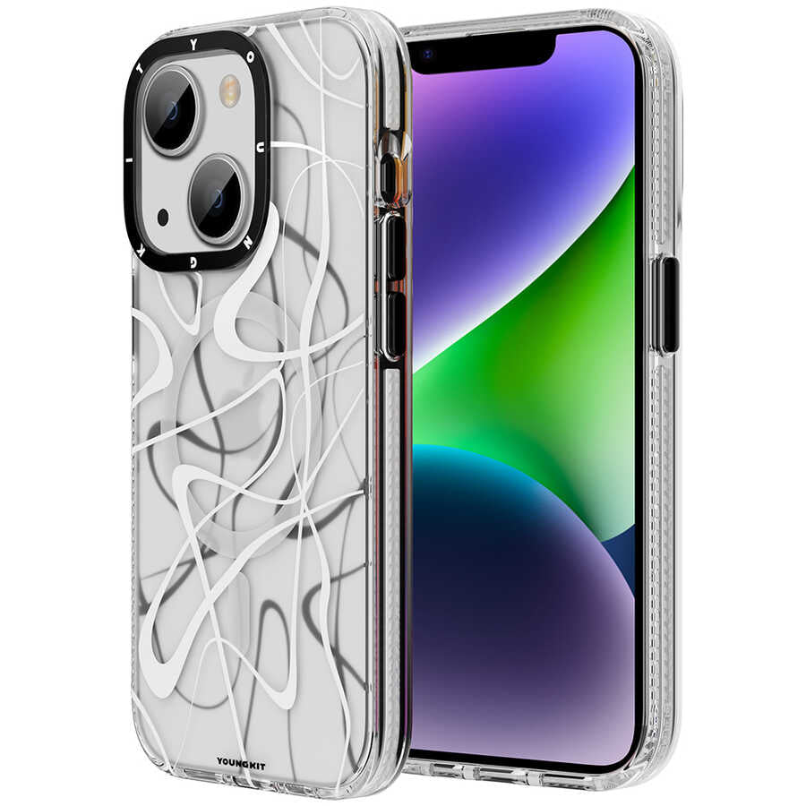 iPhone 14 Kılıf M-safe Şarj Özellikli Youngkit Water-Ink Serisi Kılıf