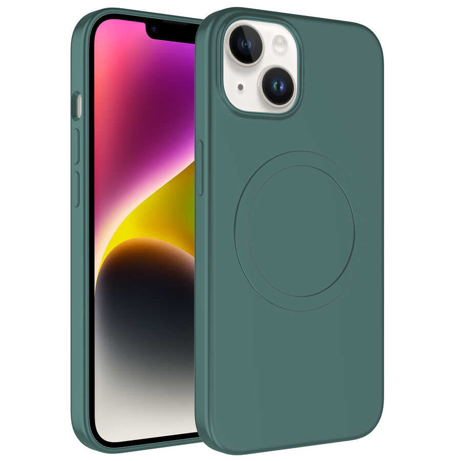 iPhone 14 Kılıf M-safe Wireless Şarj Özellikli Pastel Renk Silikon Zore Plas Kılıf