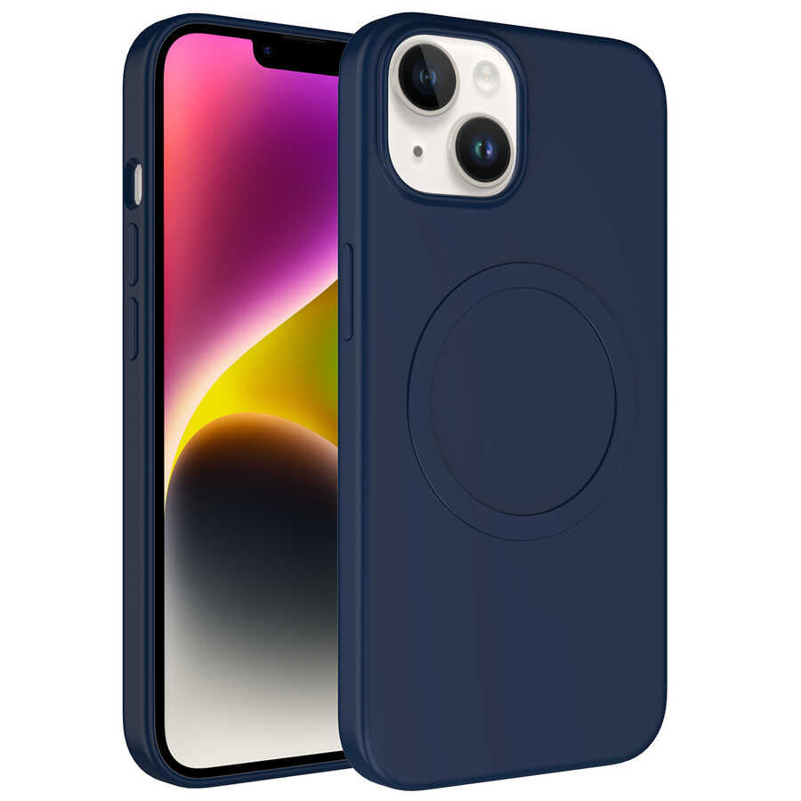 iPhone 14 Kılıf M-safe Wireless Şarj Özellikli Pastel Renk Silikon Zore Plas Kılıf