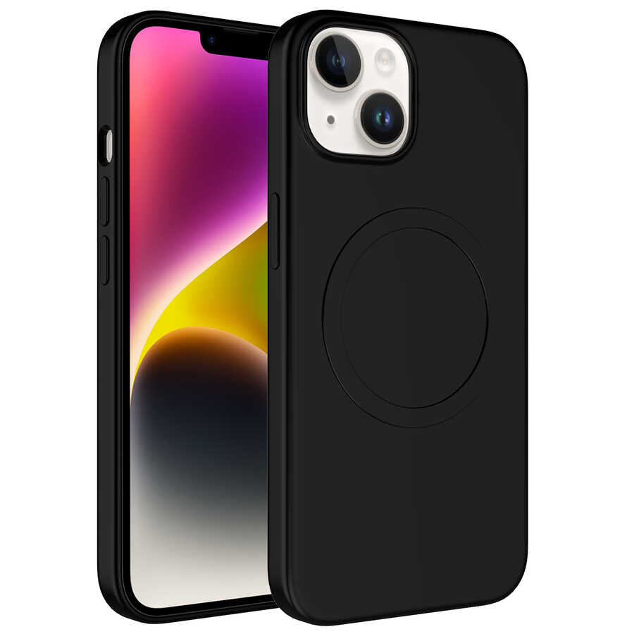 iPhone 14 Kılıf M-safe Wireless Şarj Özellikli Pastel Renk Silikon Zore Plas Kılıf