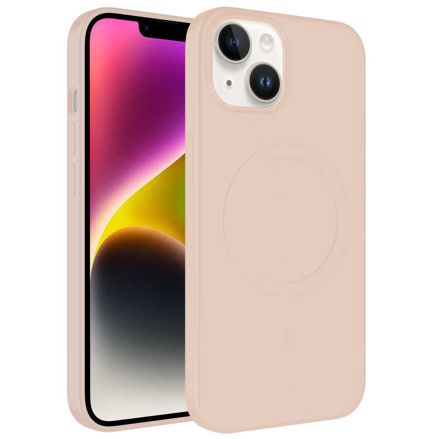 iPhone 14 Kılıf M-safe Wireless Şarj Özellikli Pastel Renk Silikon Zore Plas Kılıf