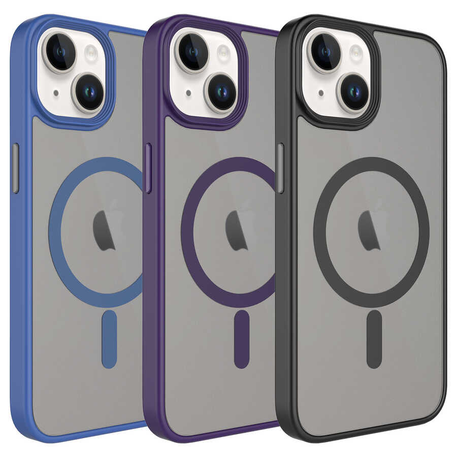 iPhone 14 Kılıf Mat Arka Yüzey Wireless Şarj Özellikli Zore Flet M-safe Kılıf