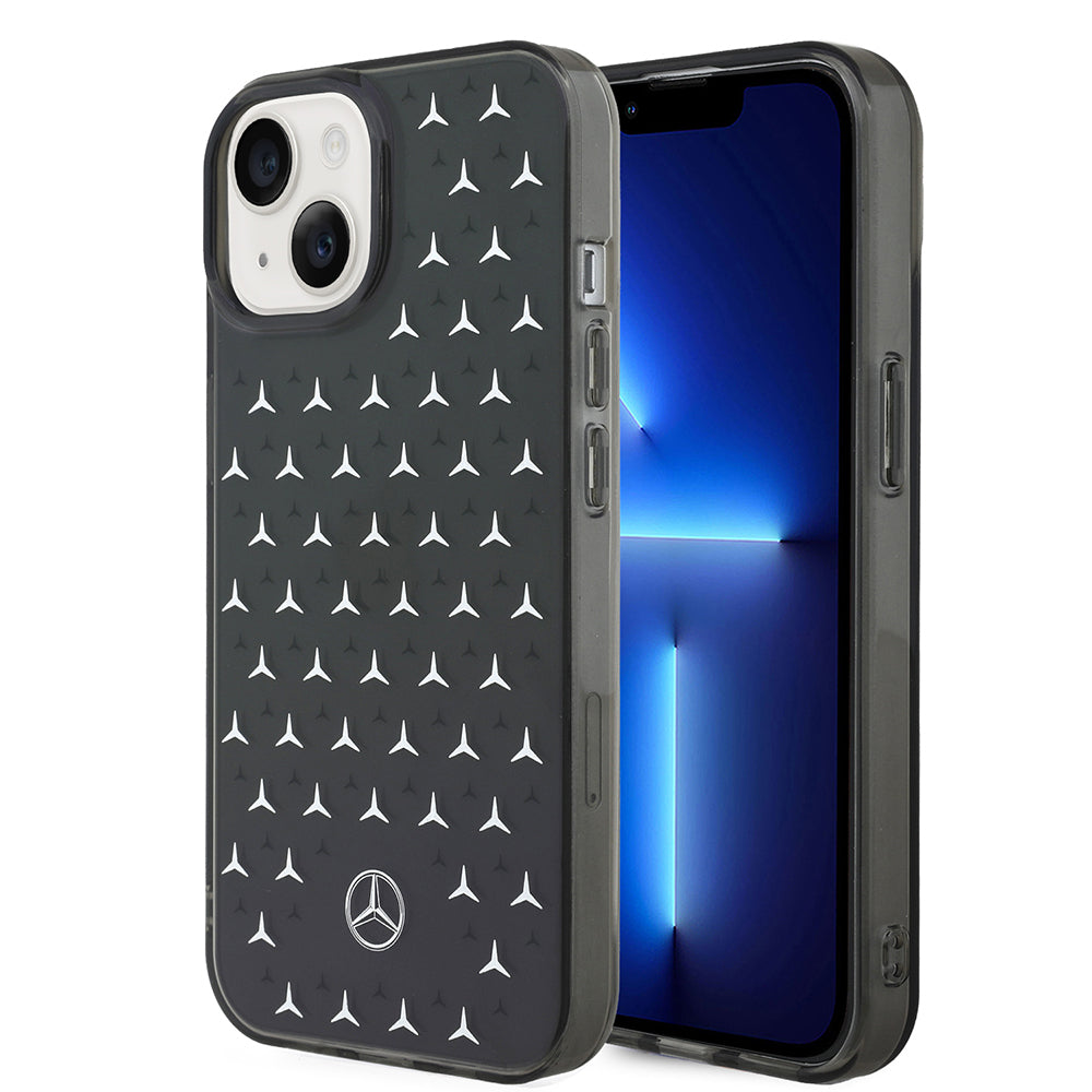 iPhone 14 Kılıf Mercedes Benz Çift Katmanlı Yıldız Desenli Dizayn Kılıf