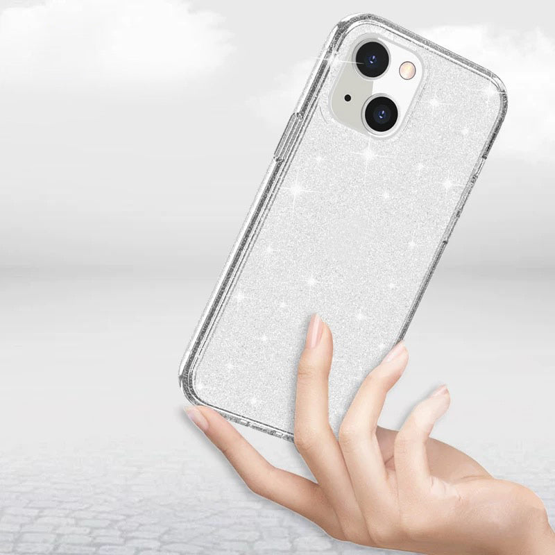 iPhone 14 Kılıf Parlayan Simli Şeffaf Zore Redos Kılıf