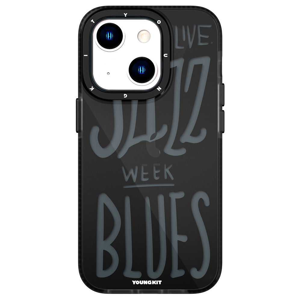 iPhone 14 Kılıf Şeffaf Renkli Yazı Temalı Tasarım YoungKit Jazz Serisi Kılıf