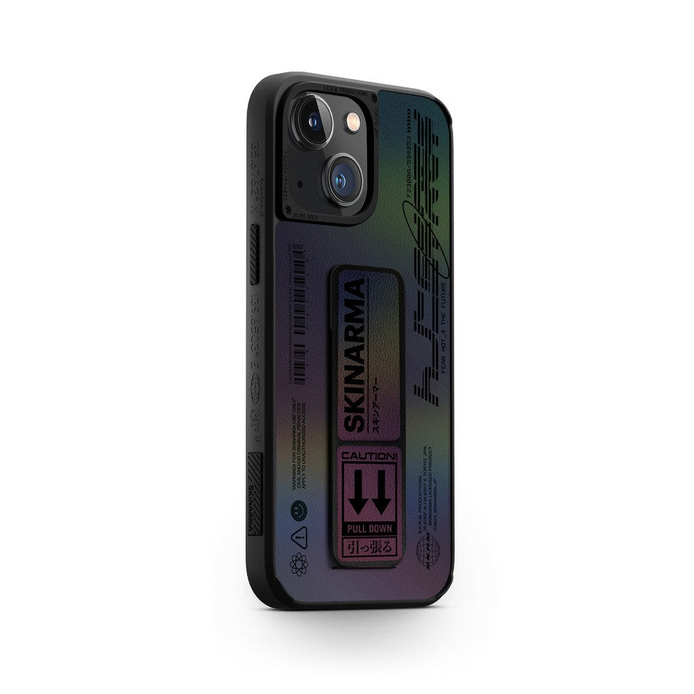 iPhone 14 Kılıf SkinArma Holografik Tasarımlı Standlı Deri Görünümlü Kira Kobai Kılıf