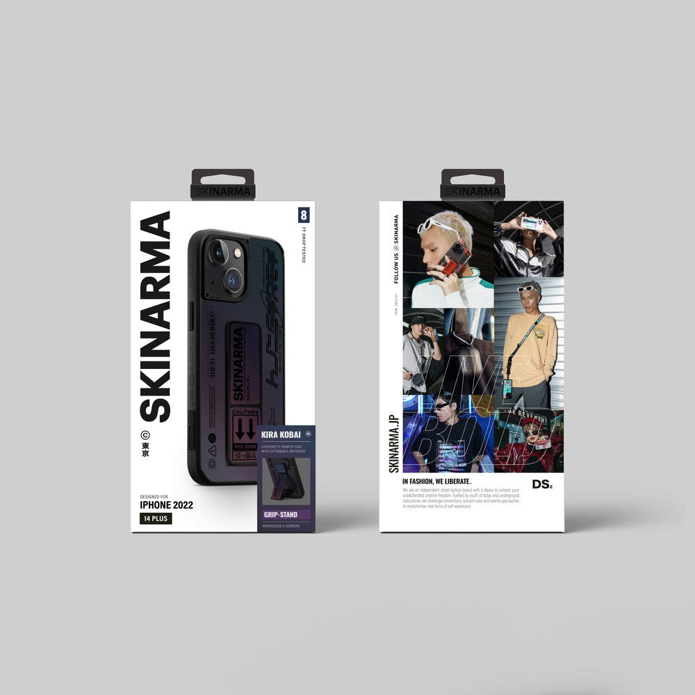 iPhone 14 Kılıf SkinArma Holografik Tasarımlı Standlı Deri Görünümlü Kira Kobai Kılıf
