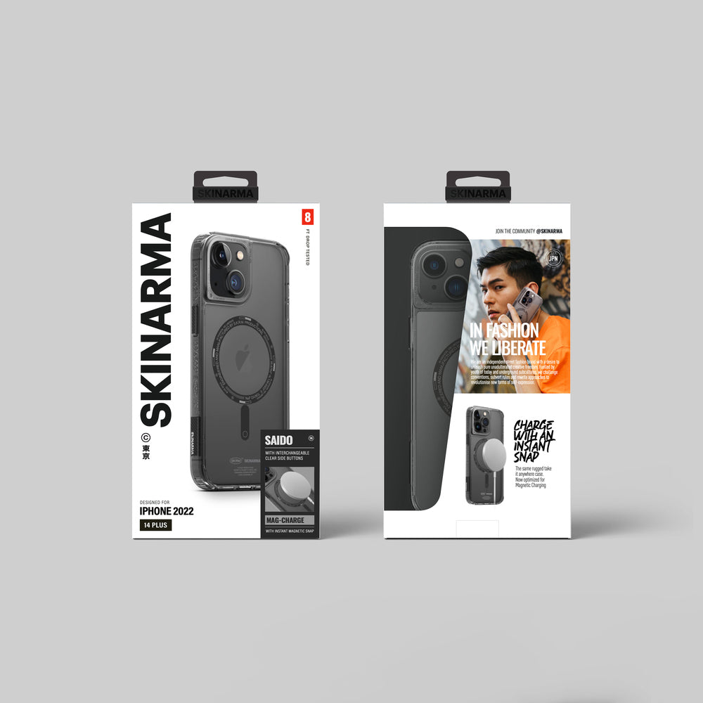 iPhone 14 Kılıf SkinArma Şeffaf Airbag Tasarımlı M-safe Şarj Özellikli Saido Kılıf