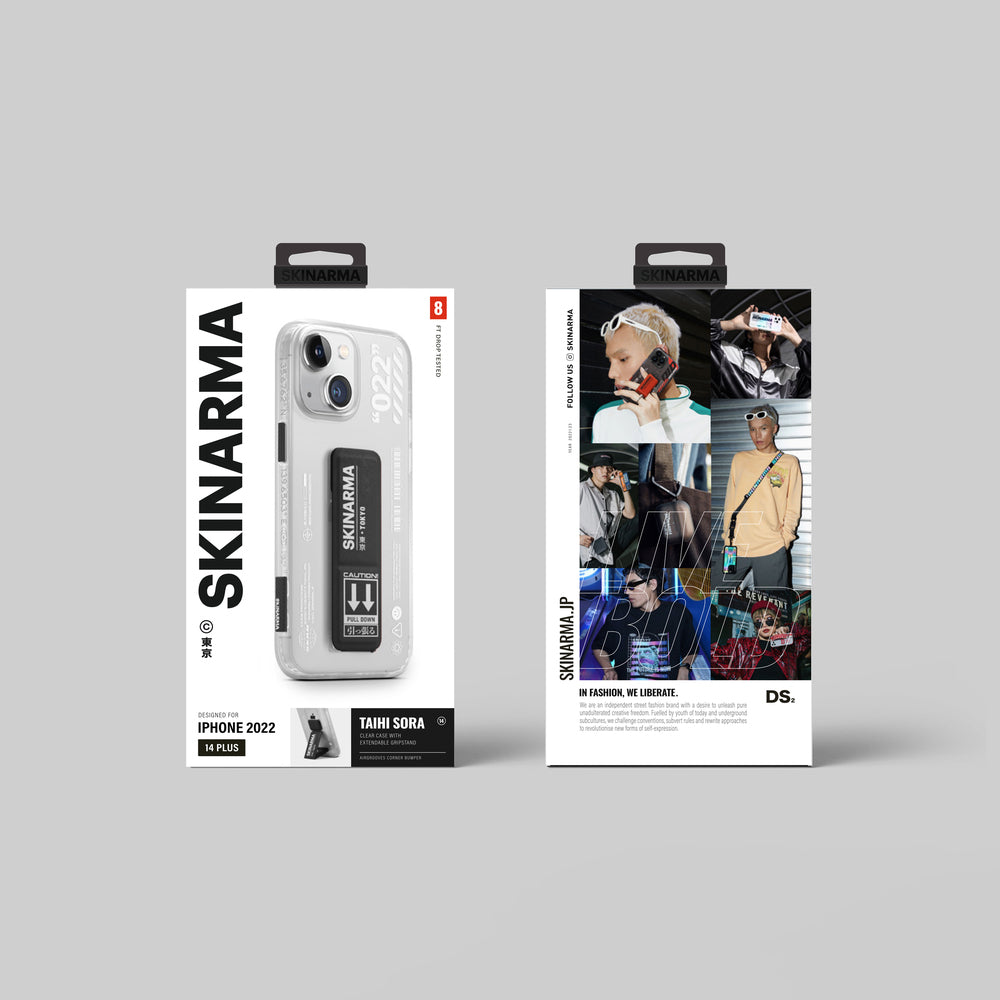 iPhone 14 Kılıf SkinArma Standlı Şeffaf Tasarımlı Taihi Sora Kılıf