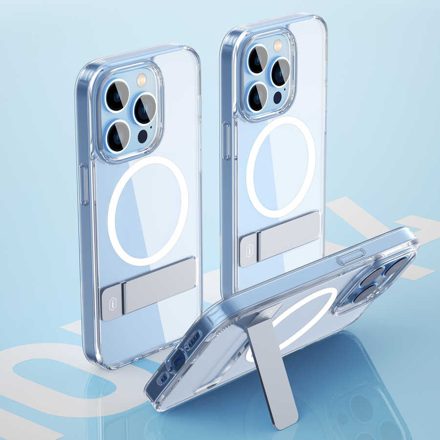 iPhone 14 Kılıf Standlı M-safe Wireless Şarj Özellikli Wiwu Aurora Serisi Kılıf
