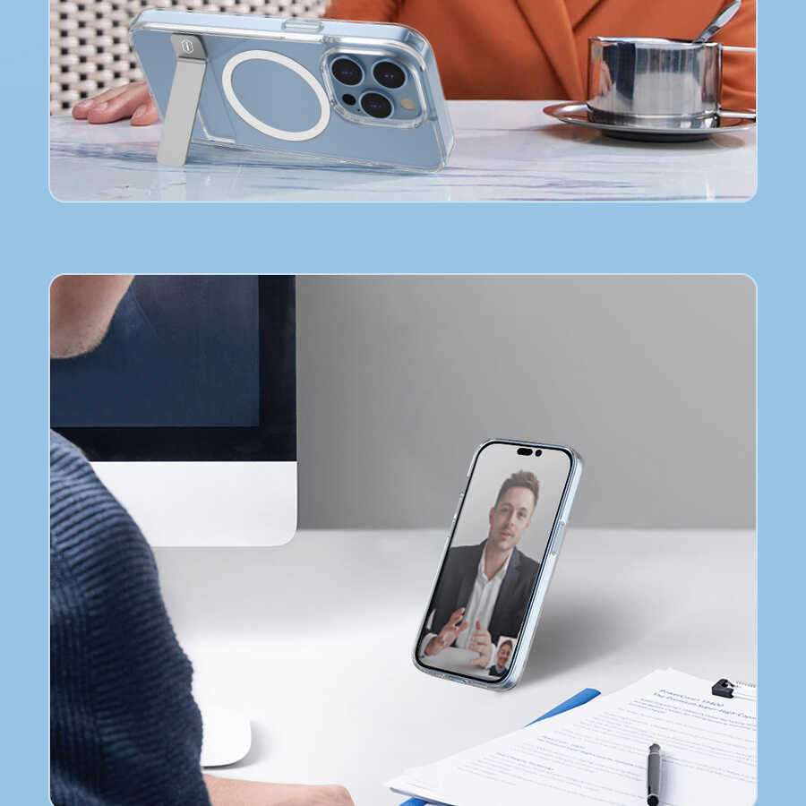 iPhone 14 Kılıf Standlı M-safe Wireless Şarj Özellikli Wiwu Aurora Serisi Kılıf