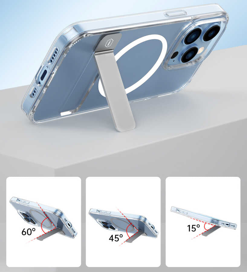 iPhone 14 Kılıf Standlı M-safe Wireless Şarj Özellikli Wiwu Aurora Serisi Kılıf
