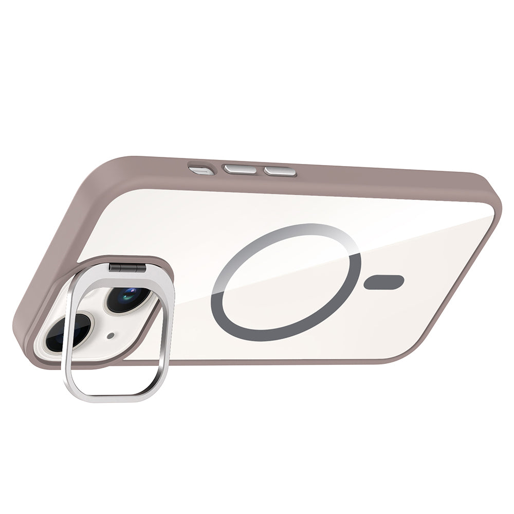 iPhone 14 Kılıf Standlı ve Kamera Lens Hediyeli M-Safe Şarj Özellikli Zore Etro Kılıf