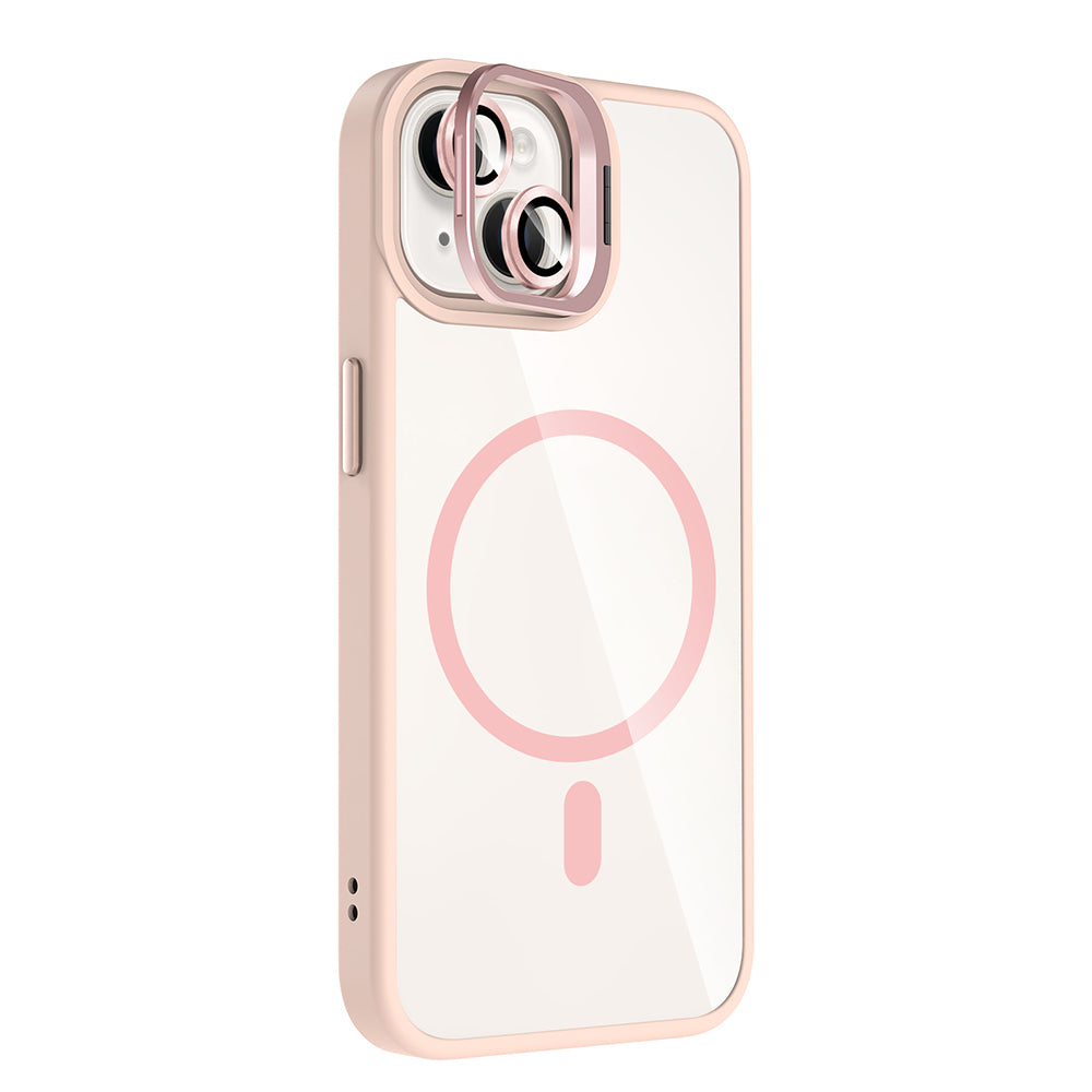 iPhone 14 Kılıf Standlı ve Kamera Lens Hediyeli M-Safe Şarj Özellikli Zore Etro Kılıf