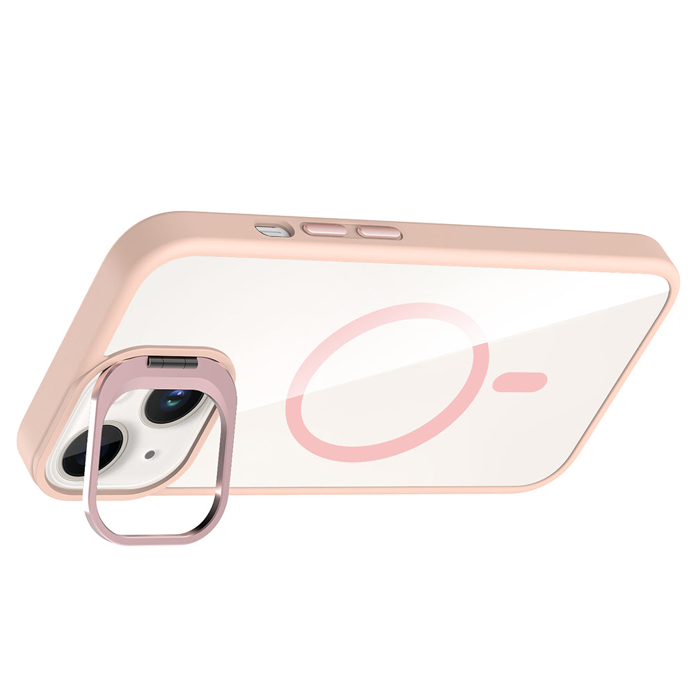 iPhone 14 Kılıf Standlı ve Kamera Lens Hediyeli M-Safe Şarj Özellikli Zore Etro Kılıf