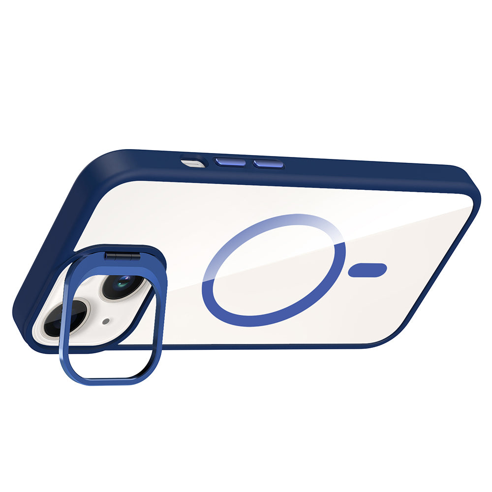 iPhone 14 Kılıf Standlı ve Kamera Lens Hediyeli M-Safe Şarj Özellikli Zore Etro Kılıf