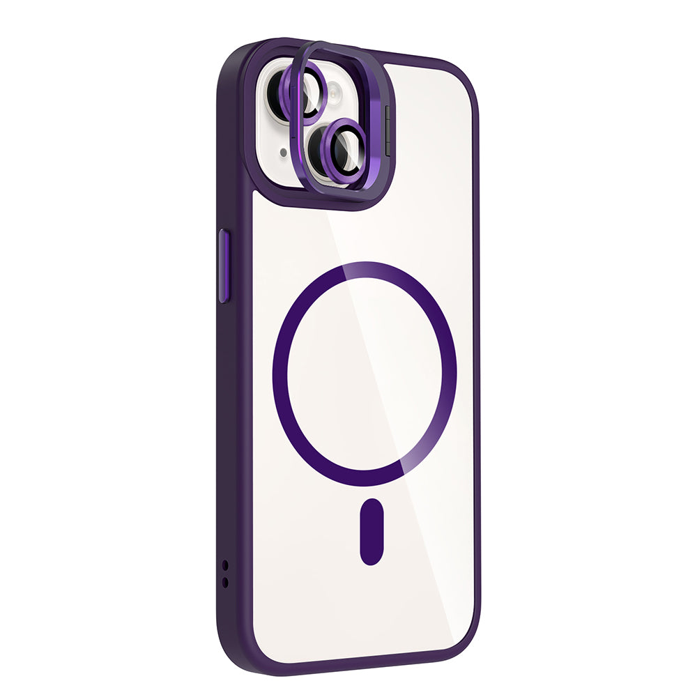 iPhone 14 Kılıf Standlı ve Kamera Lens Hediyeli M-Safe Şarj Özellikli Zore Etro Kılıf