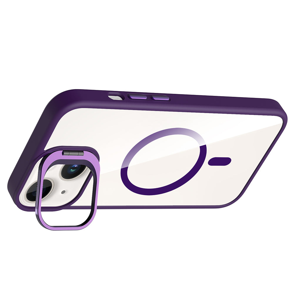 iPhone 14 Kılıf Standlı ve Kamera Lens Hediyeli M-Safe Şarj Özellikli Zore Etro Kılıf