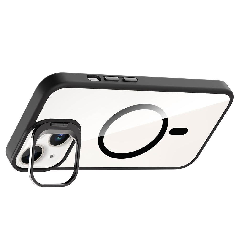 iPhone 14 Kılıf Standlı ve Kamera Lens Hediyeli M-Safe Şarj Özellikli Zore Etro Kılıf