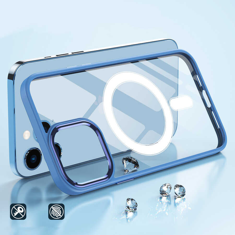 iPhone 14 Kılıf Wireless Şarj Özellikli Zore Krom M-safe Silikon Kılıf