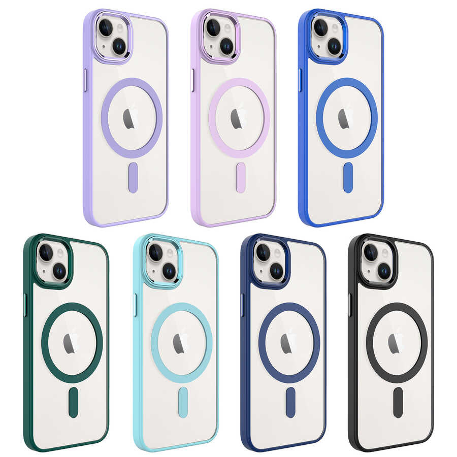 iPhone 14 Kılıf Wireless Şarj Özellikli Zore Krom M-safe Silikon Kılıf