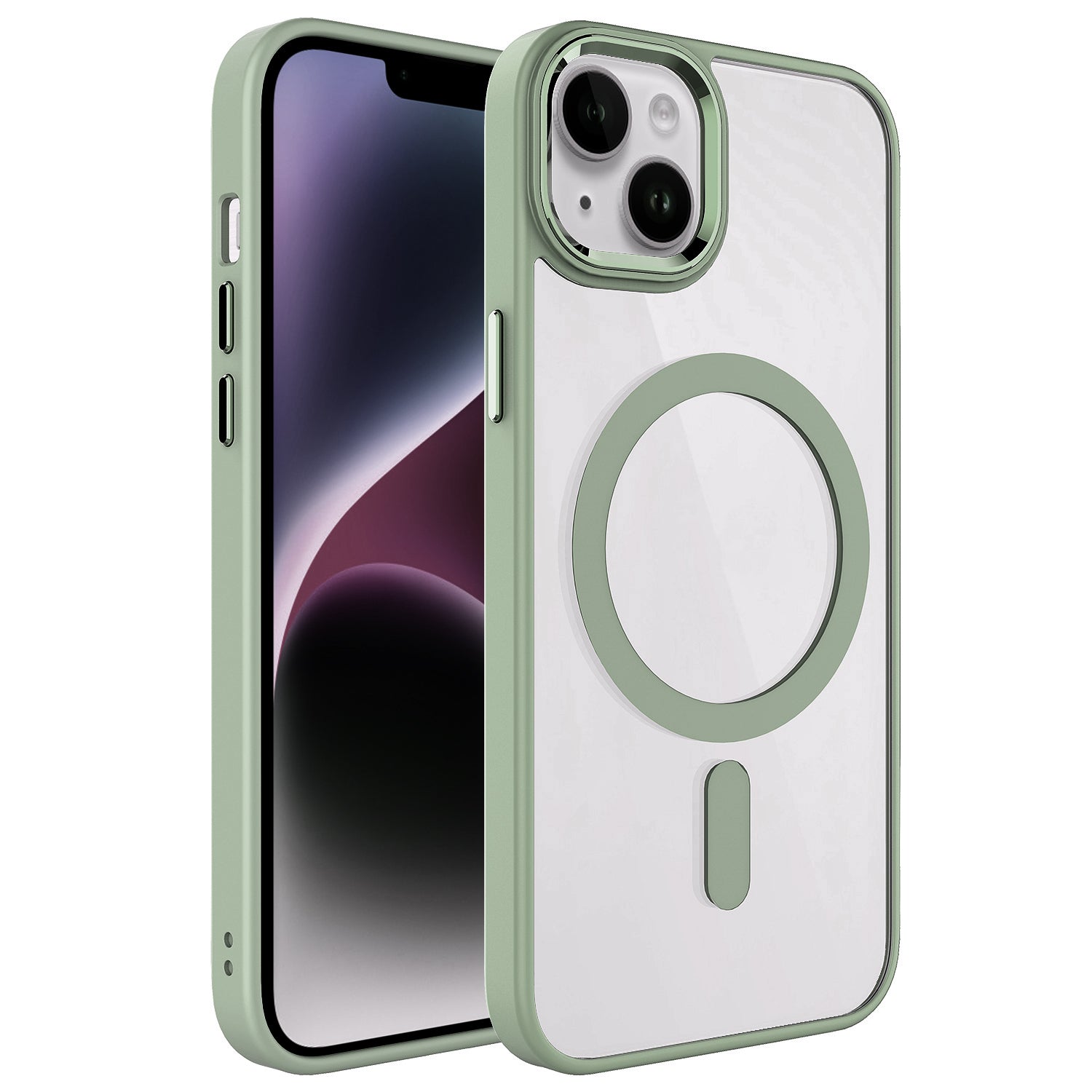 iPhone 14 Kılıf Wireless Şarj Özellikli Zore Krom M-safe Silikon Kılıf
