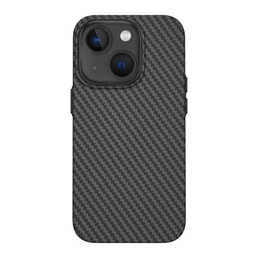 iPhone 14 Kılıf Wiwu Karbon Fiber Görünümlü M-safe Wireless Şarj Özellikli Kabon Kılıf