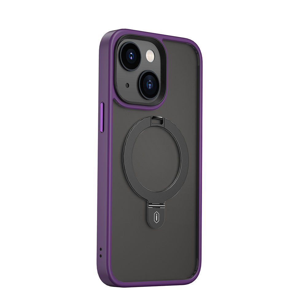 iPhone 14 Kılıf Wiwu ZMM-010 M-safe Şarj Özellikli Parmak İzi Bırakmayan Mat Transparan Standlı Kılıf