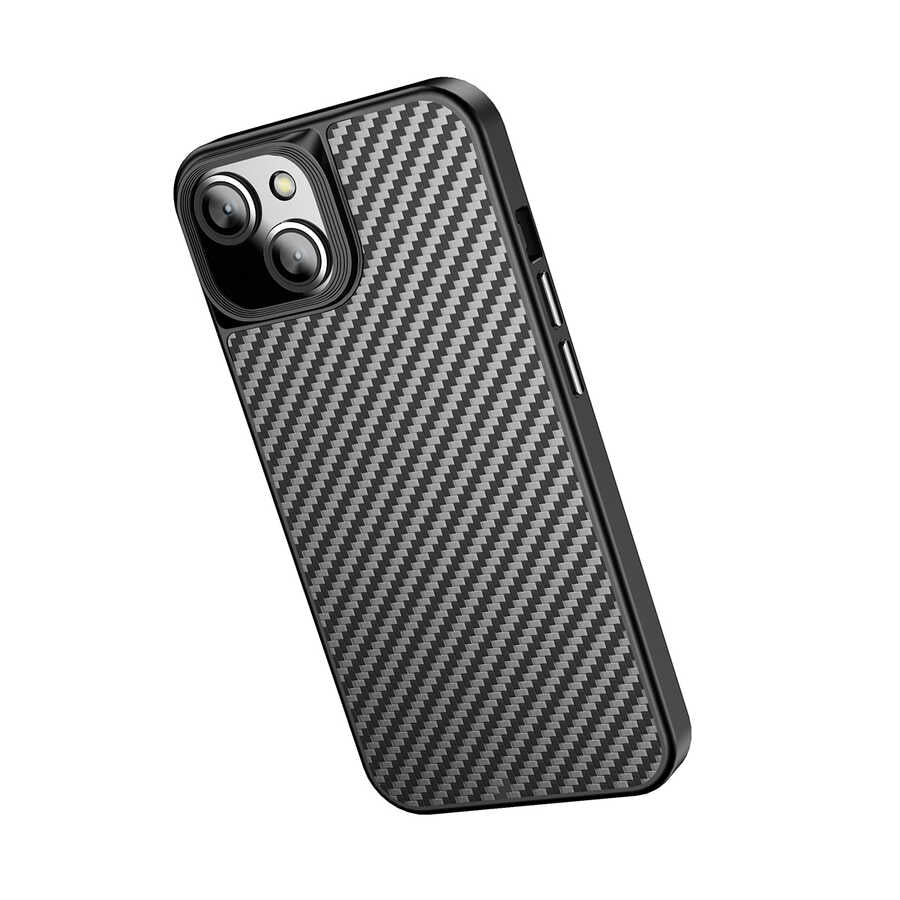iPhone 14 Plus Kılıf Aramid Karbon Fiber M-safe Özellikli Wlons Radison Kılıf