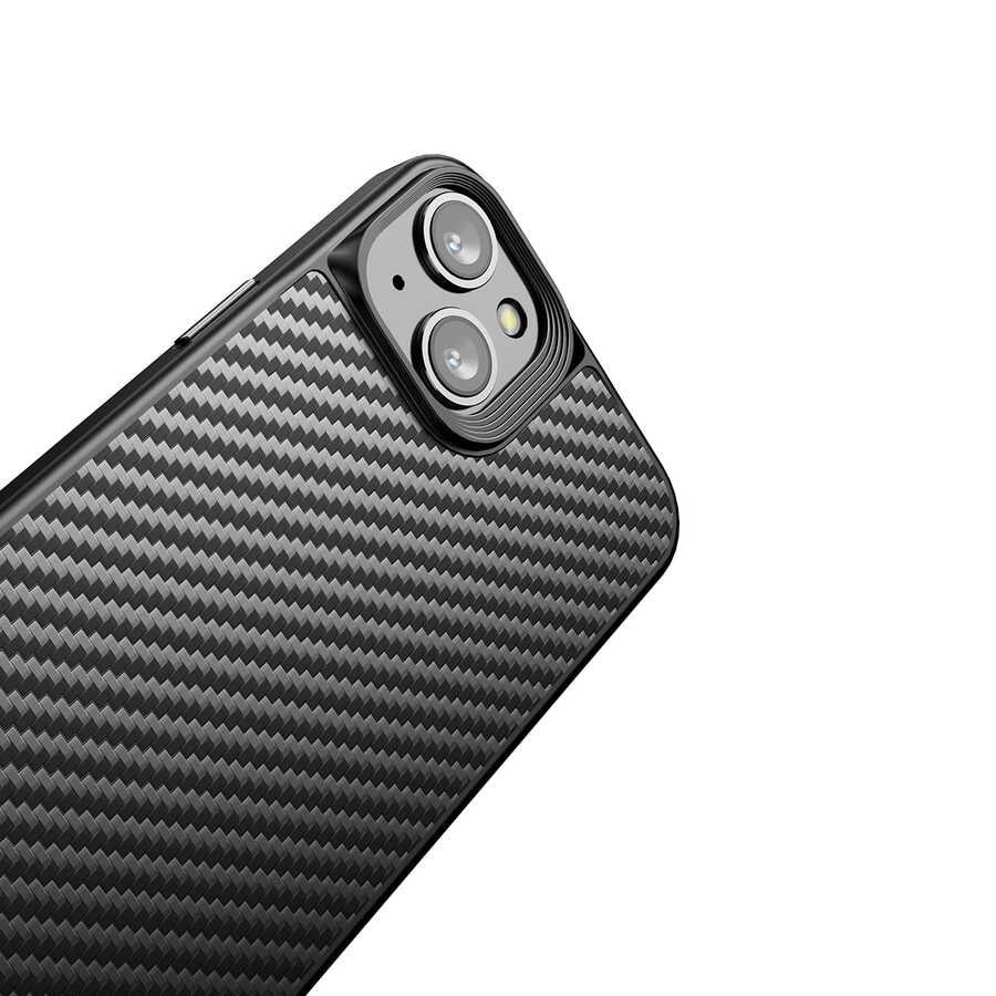 iPhone 14 Plus Kılıf Aramid Karbon Fiber M-safe Özellikli Wlons Radison Kılıf