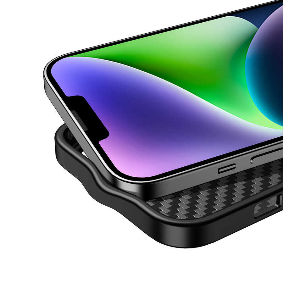 iPhone 14 Plus Kılıf Aramid Karbon Fiber M-safe Özellikli Wlons Radison Kılıf