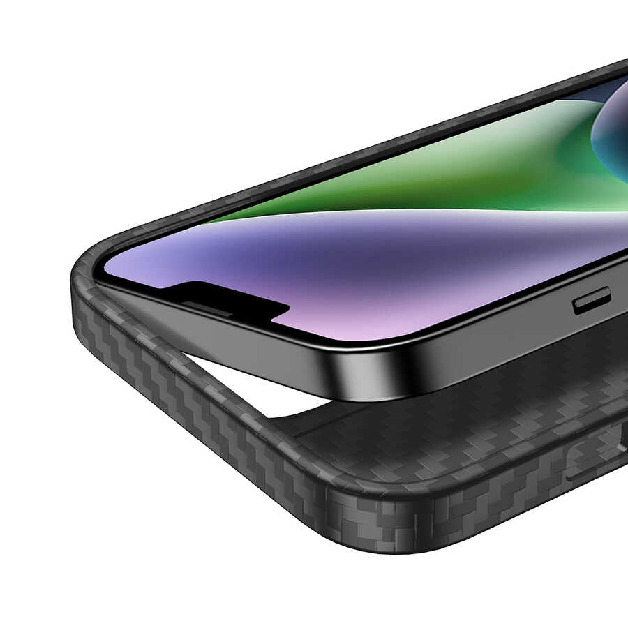iPhone 14 Plus Kılıf Aramid Karbon Fiber M-safe Özellikli Wlons Radison Kılıf