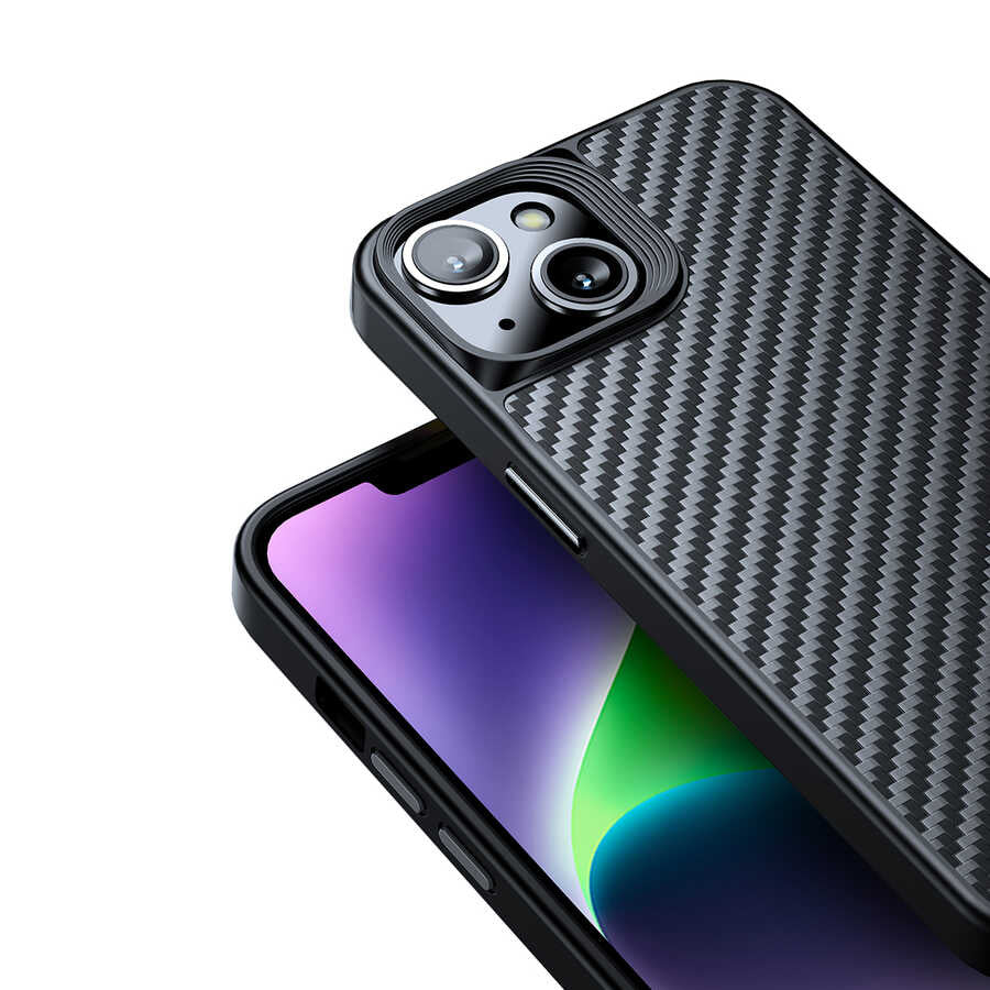 iPhone 14 Plus Kılıf Aramid Karbon Fiber M-safe Özellikli Wlons Radison Kılıf