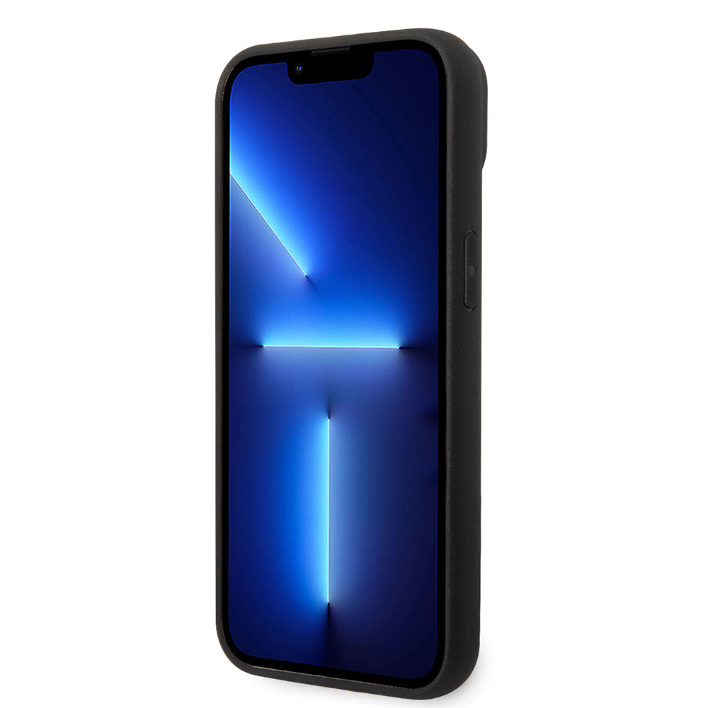 iPhone 14 Plus Kılıf Ferrari Orijinal Lisanlı Klasik Metal Logolu Karbon Şerit Desenli Kılıf