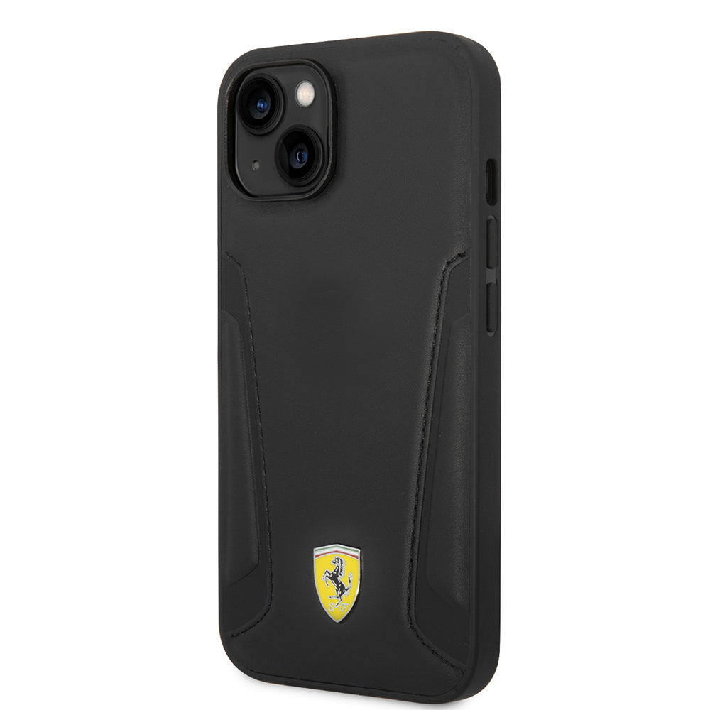 iPhone 14 Plus Kılıf Ferrari Orijinal Lisanslı M-safe Şarj Özellikli Deri Kenarları Damgalı Dizayn Kılıf