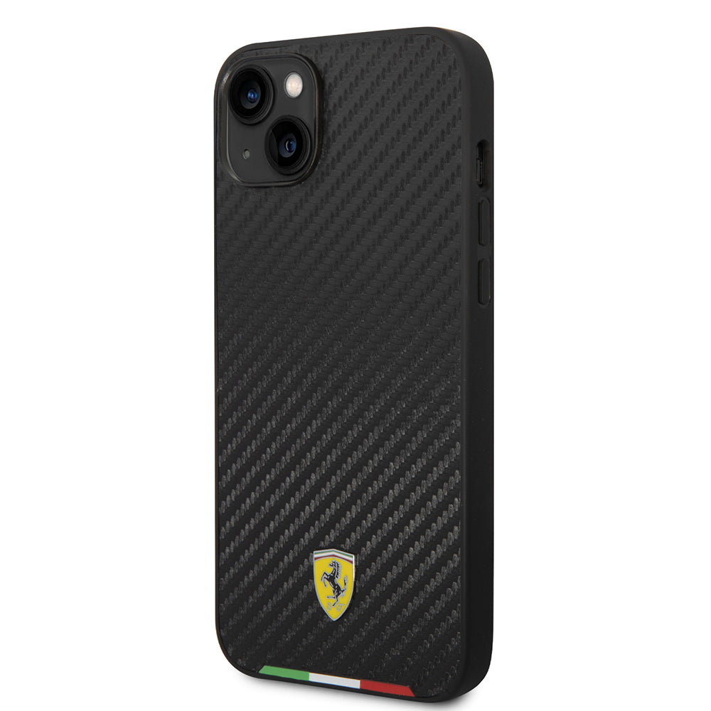 iPhone 14 Plus Kılıf Ferrari Orijinal Lisanslı M-safe Şarj Özellikli Karbon İtalyan Bayrak Dizayn Kılıf