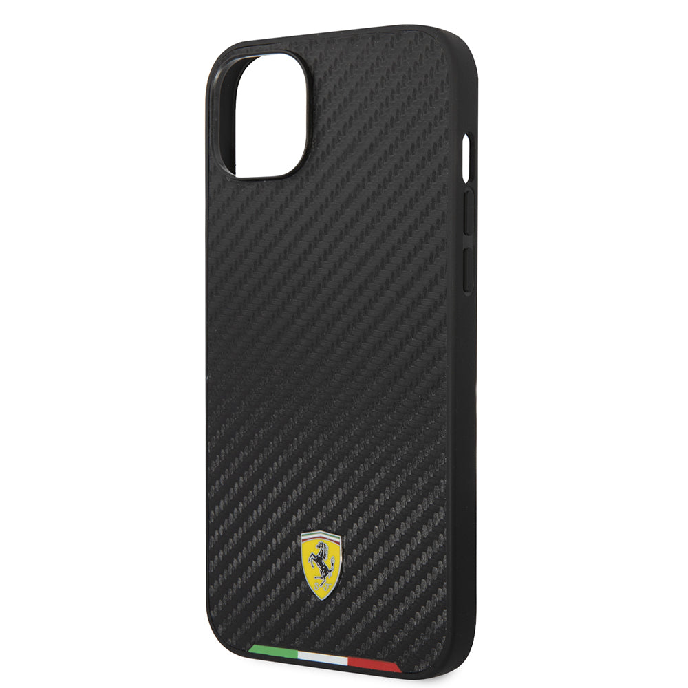 iPhone 14 Plus Kılıf Ferrari Orijinal Lisanslı M-safe Şarj Özellikli Karbon İtalyan Bayrak Dizayn Kılıf