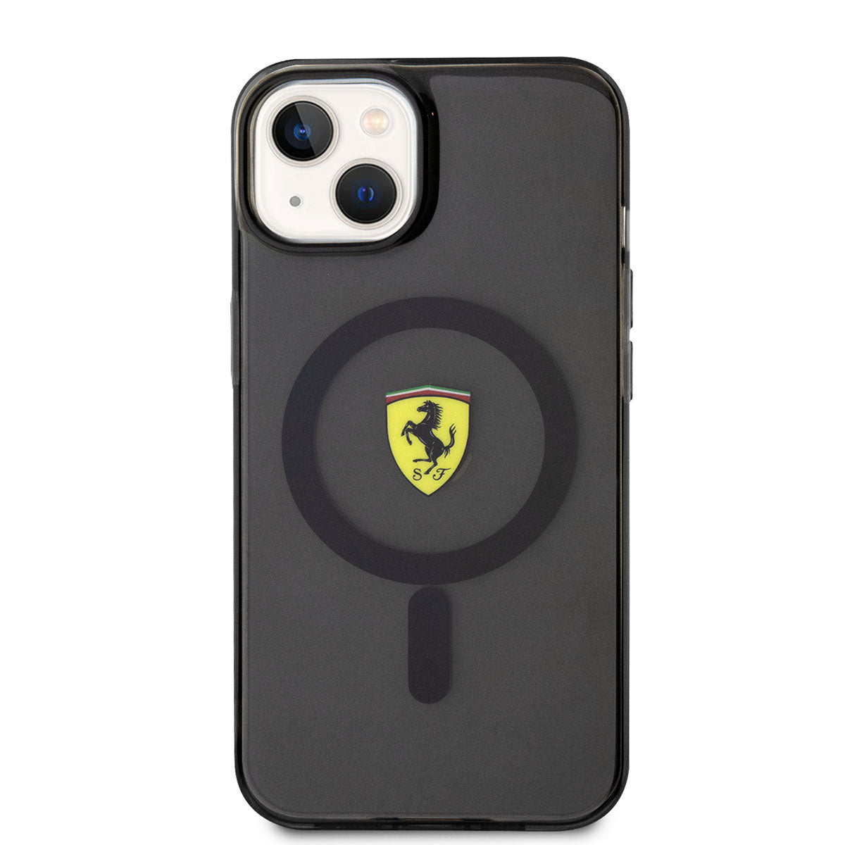 iPhone 14 Plus Kılıf Ferrari M-safe Şarj Özellikli Yarı Transparan Dizayn Kılıf