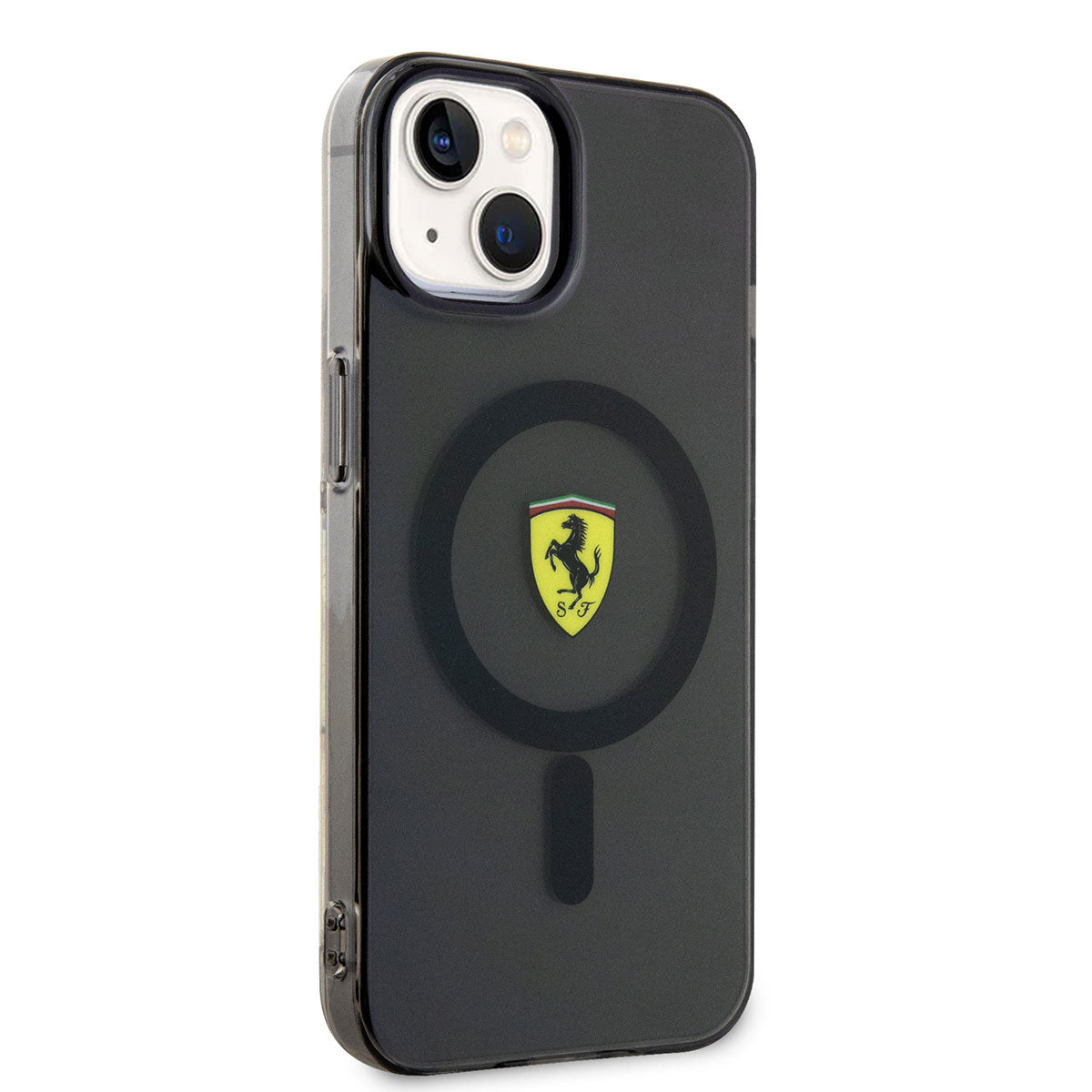 iPhone 14 Plus Kılıf Ferrari M-safe Şarj Özellikli Yarı Transparan Dizayn Kılıf